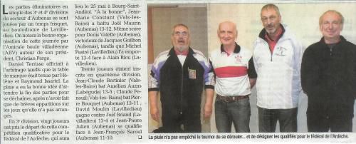 Resultat Tête à Tête lavilledieu du 28 Avril 2013