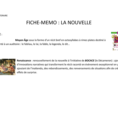 LA NOUVELLE - GENRE LITTERAIRE CYCLE 4 - LYCEE ET D.A.E.U