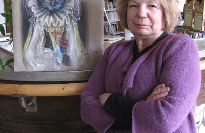 Jany Bigey expose ses peintures sur lin à la Médiathèque de Laignes...