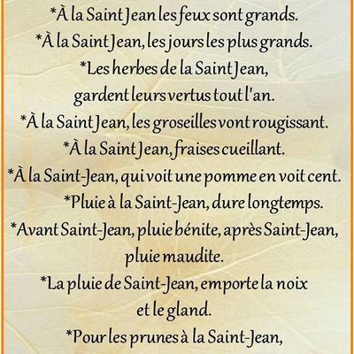 Dictons * Fête Jean * grille prénom !