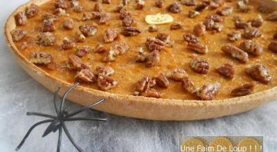Tarte d'Halloween à la courge épicée & noix de pécan caramélisées