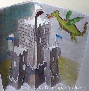 Invitation gratuit anniversaire chevalier, dragon et princesse en kirigami