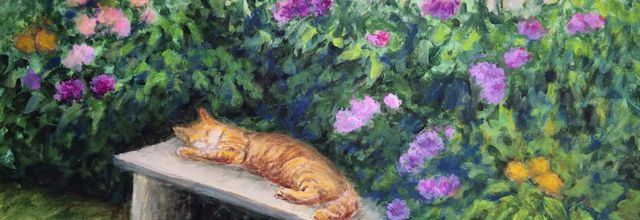 Tableau du samedi 264 : Chat endormi dans le jardin