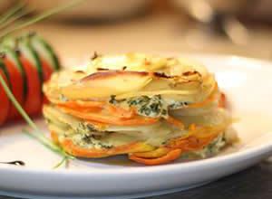 Mille Feuille Pommes de terre et Carottes aux herbes