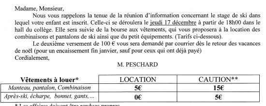 Réunion d'information stage de ski