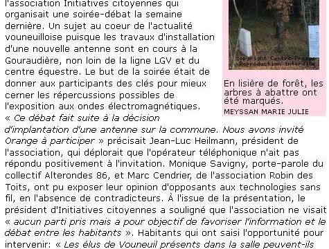 Un article publié sur le site Internet de Centre-Presse