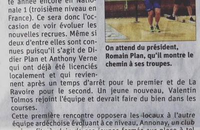 Le club des vallées débutera par un derby ardéchois