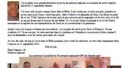 Lettre Fraternelle nov 2010 - Sherbrooke