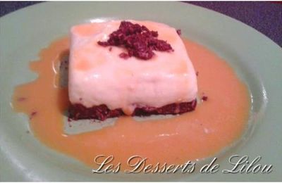 Gâteau mousse mangue et coulis de passion