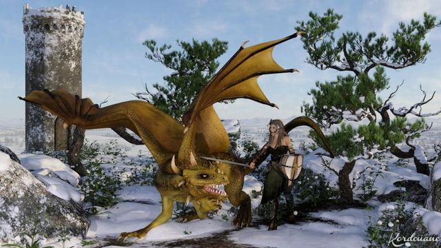 Fond d'écran : la gardienne du dragon