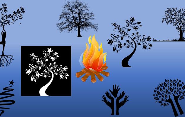 Autour d'un feu dans la forêt