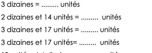 Calcul mental CP - connaître les conversions dizaines / unités
