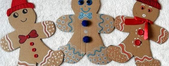 Idée bricolage noël : des bonhommes de pain d'épices en carton (Pinterest)