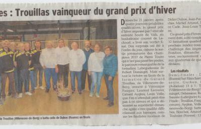 Trouillas Gérard (villeneuve de Berg ) vainqueur du grand prix d'hiver de Vals les Bains le  21 janvier 2018 
