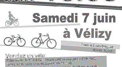 La bourse aux  Vélos  de "La ville à  Vélo - Chaville - Vélizy" , c'est le 7  juin