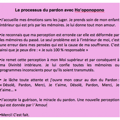 Les étapes du pardon dans la pratique de Ho'oponopono