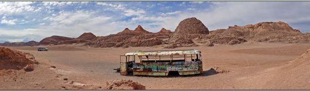 15/03/2022 matinée, suite et fin : sur le retour, arrêt au "Bus du Désert" ou "Magic Bus" - Cordillera de la Sal - San Pedro de Atacama - Chili