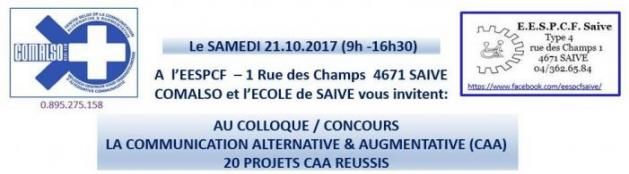 Colloque et concours « la Communication Alternative et Augmentative, 20 projets réussis », Liège, 21 octobre 2017