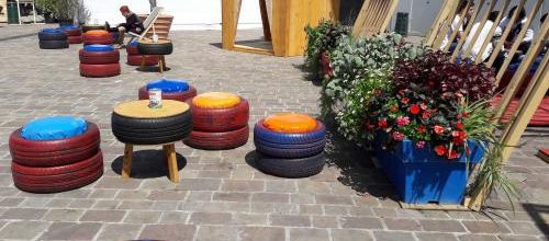 Recyclage de pneus au Festival Passages