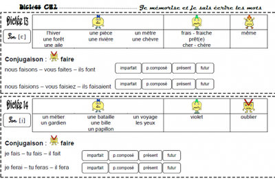 Dictées CE2, n°13 à 20