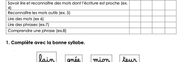 Différenciation : évaluation lecture (niveau équivalent à la fin de Période 5)