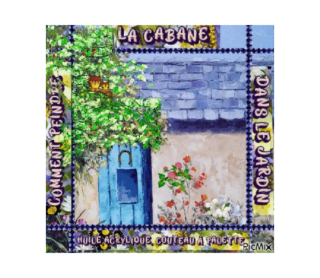 Dessin et peinture - vidéo 4462 : Comment peindre au couteau, la cabane dans le jardin 2/2 ? - huile, acrylique.