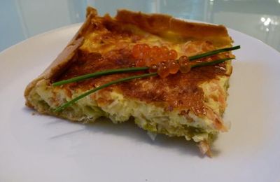 Quiche à la fondue de poireaux et au saumon fumé