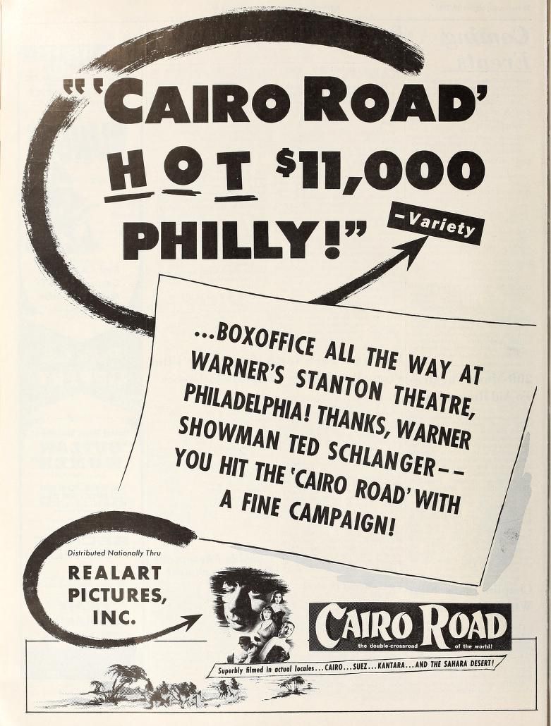CAIRO ROAD BOX OFFICE USA 1952