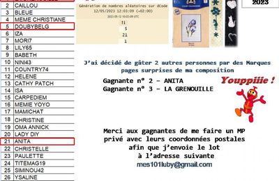 JEU "mai" 2023 - Résultat "les gagnantes"