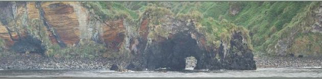 Archway Rock et "la citadelle fortifiée" qui surplombe - Quest Bay - Gough Island - Tristan da Cunha