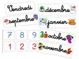 Calendrier pour le tableau