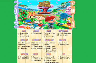 Le calendrier Animal Crossing New Leaf !! :D