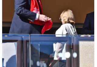 Le prince Albert avec Jacques et Gabriella au match de foot  ASM contre Reims