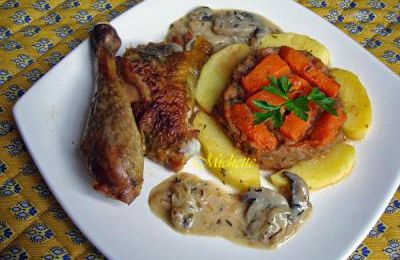 Pintade au potiron, marron et pommes