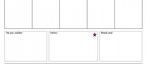 Outil d'organisation : planning de la semaine