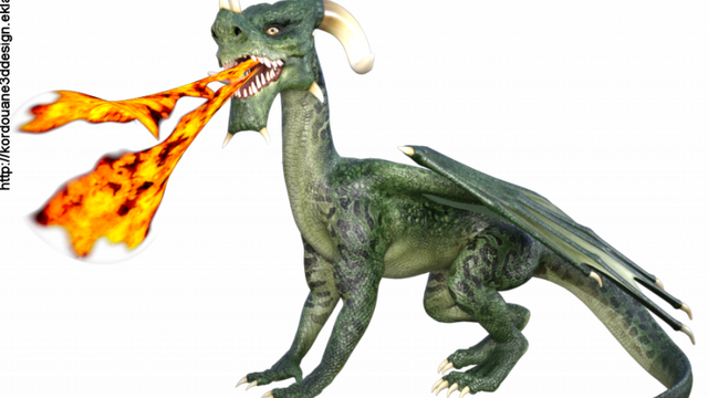 Image de dragon vert crachant du feu