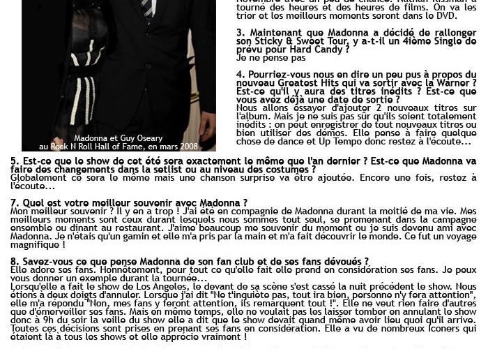 Guy Oseary parle des projets 2009 de Madonna