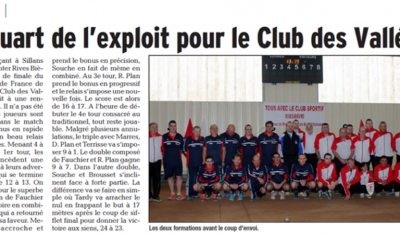 ESB des vallées en Demi Finale Contre Mitry - Mory 77 : a AUBENAS LE 5 MARS 2016 14H