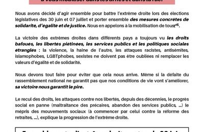 EXTREME-DROITE: NON! Manifestation unitaire 29 juin, 14 h au Havre