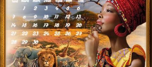 Mon calendrier de juin , (thème l'Afrique...)