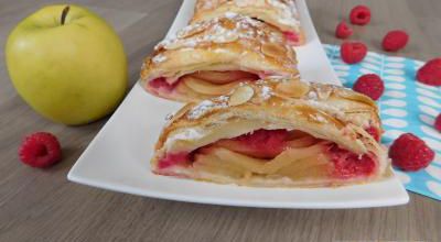 Tresse feuilletée pomme framboise