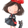 734 - fille et chat - signature, gif animé, blinkie