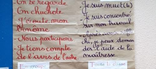 Règles : Le travail de groupe, individuel, de classe