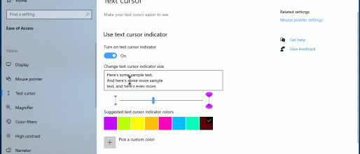 Bientôt, un curseur texte personnalisable dans Windows 10