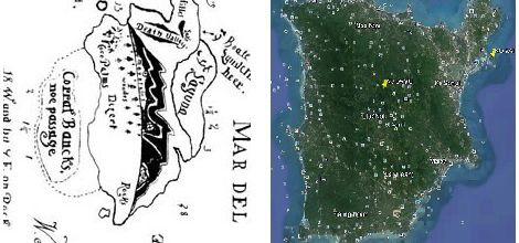 Voici le bouquet final concernant le nom de la vraie île au trésor des cartes N°5 et N°6 de KIDD.C'est l'île de KO SAMUI. (Photo Google Maps/ Google Earth) (Albert Fagioli)