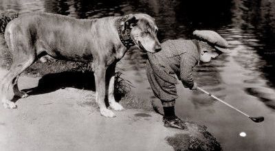LE PECHEUR et son CHIEN.... Amérique 1920