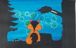 arts plastiques: Le renard version nuit étoilée