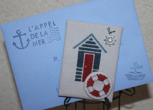 ATC brodée " mer"