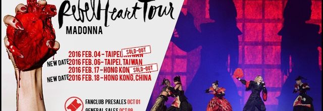 Rebel Heart Tour : New Dates in Tapei and Hong Kiong in February 2016
