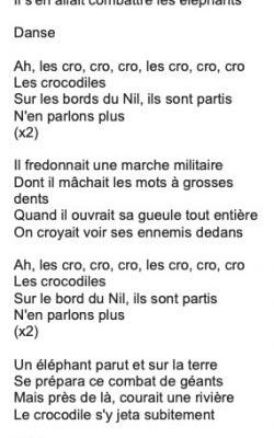 Paroles "Ah les crocodiles"